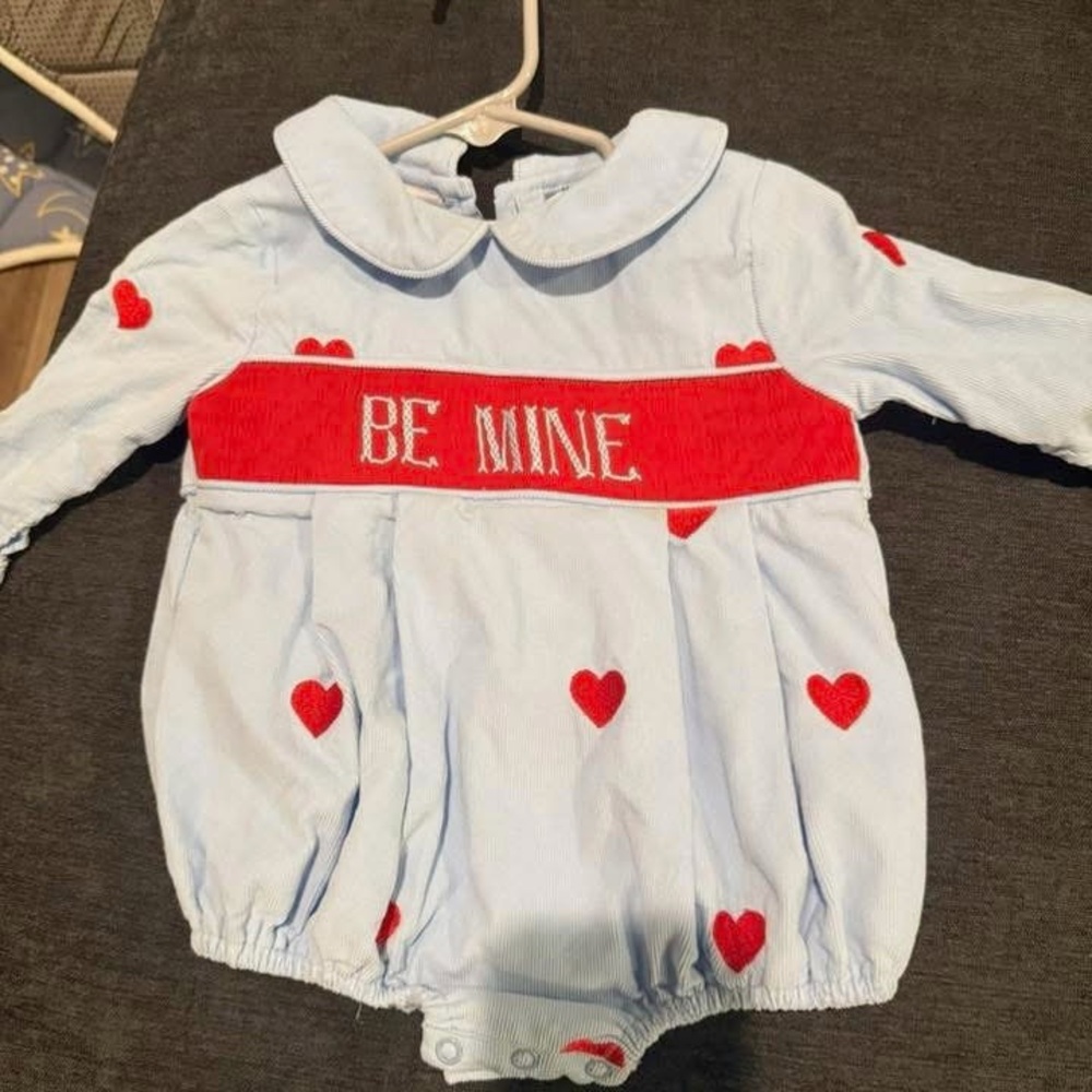 Be Mine Blue and Red Heart Kids One Piece